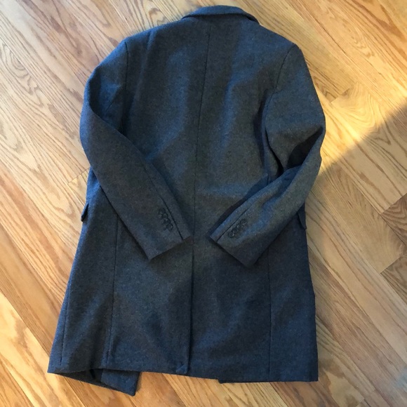 ASOS Wool Trench Coat in Dark Charcoal - Picture 2 of 5